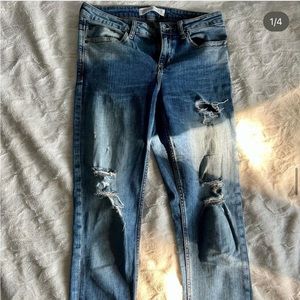Ripped blue jeans